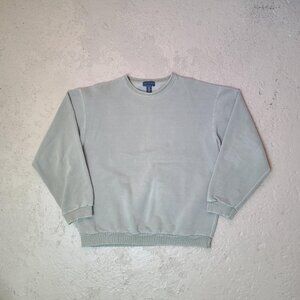 Vintage 'Non-fiction' sunfaded/distressed green oversized crew-neck sweatshirt M